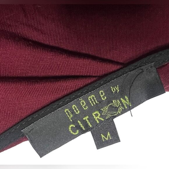 Poeme By Citron Size L Red Top Tunic Draped Sheer Chevron Leopard Print Flowy - Picture 5 of 6